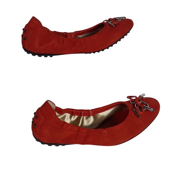 Tod's Embellished Red Ballet Shoes Size EU 36 / US 6 - Picture 3 of 6